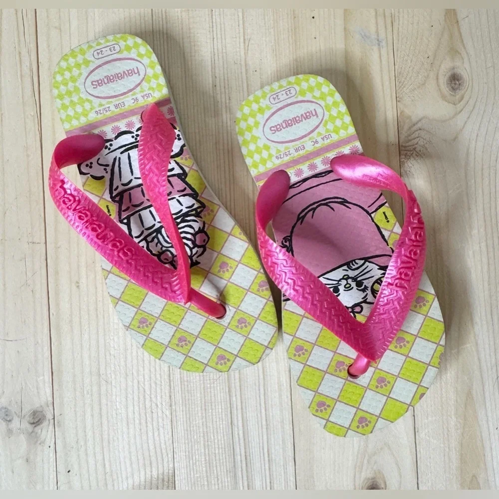 Havaianas Disney Aristocats Pink Flip Flops Toddler Girls Size 9 Cute Summer